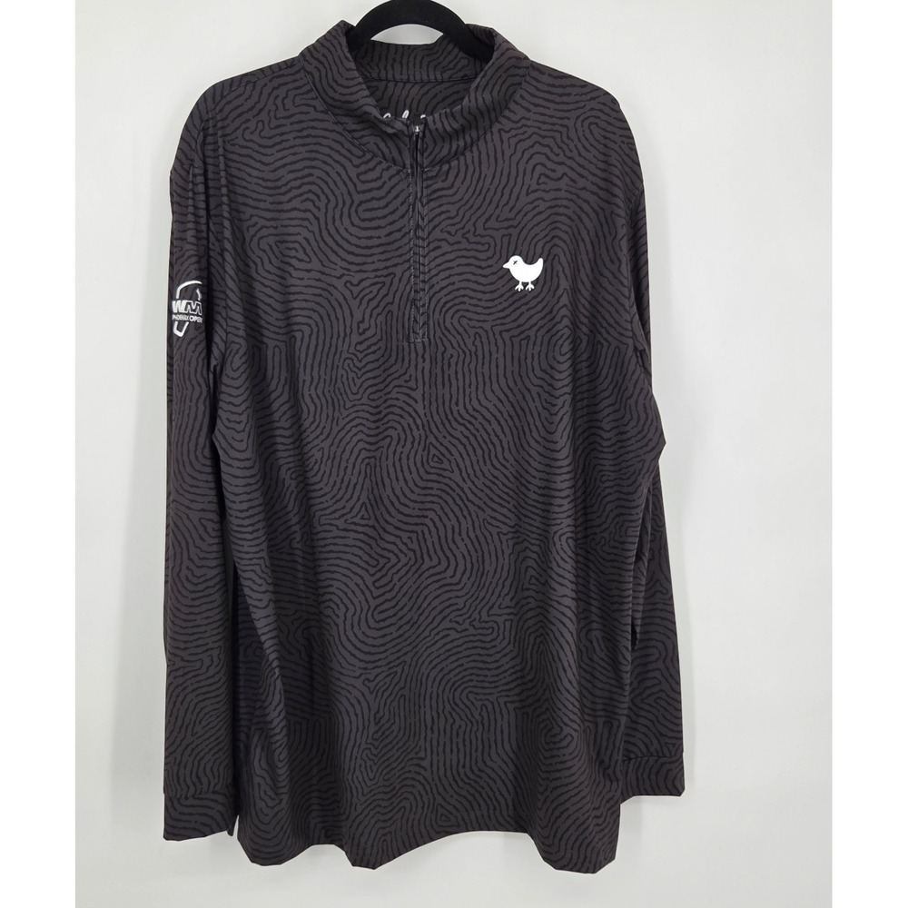 Bad Birdie Velocity Quarter Zip Pullover Top Men's XXL Gray AOP Long Sleeve